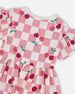 Organic Cotton Jersey Dress Pink Printed Cherries - H30L85_3H140