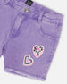 Mauve Denim Shorts With Embroidery - H30M27_05130