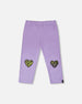 Organic Cotton Jersey Capri Mauve With Knee Screen Hearts Appliqués - H30M60_05130