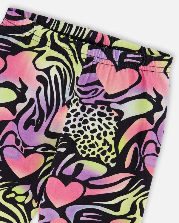 Organic Cotton Jersey Capri Black Printed Multicolor - H30M61_3H135