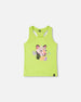 Organic Cotton Jersey Tank Top Lime Green With Screen Print - H30M71_03004