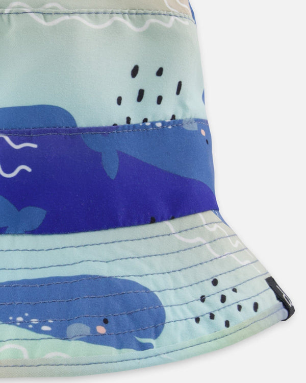 Recycled Polyester Beach Hat Blue Whale Print - H30OBC_3H156