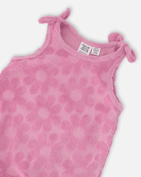 Terry Cloth Romper With Bows Pink - H30OG43_3H180