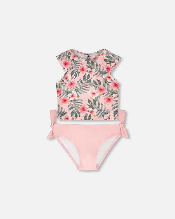 Two-Piece Swimsuit Pink Hibiscus Print - H30OG71_3H152