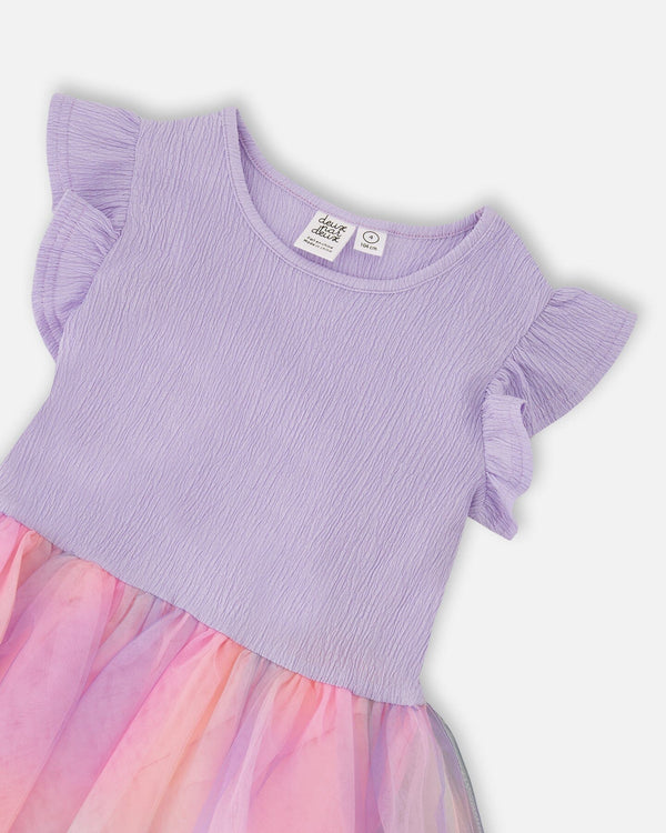 Bi-Material Mesh Dress Lilac - H30Q92_05001