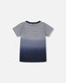 Organic Cotton Short Sleeve T-Shirt Blue Gradient Stripes - H30T73_3H105