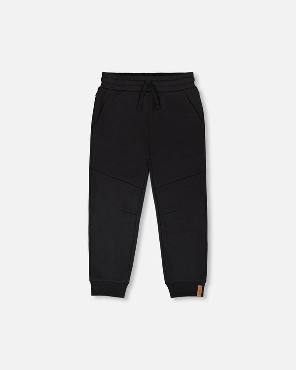 French Terry Sweatpants With Cross Seams Black - H30U24_09990
