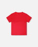 Organic Cotton Colorblock Jersey T-Shirt With Chest Pocket Rouge - H30U70_07320