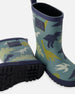 Rain Boots In Natural Rubber Green Dinosaur Print - H30WB10_3H028