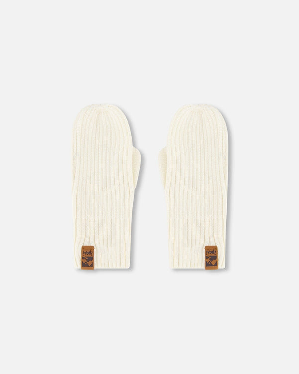 Ribbed Knit Mittens Off White - H30WT26_01380