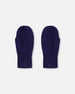Ribbed Knit Mittens Navy Blue - H30WT26_04790