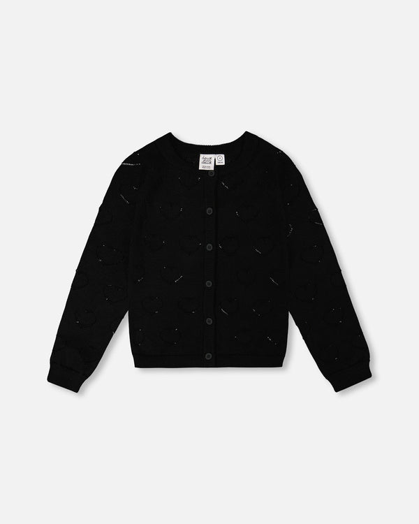 Pointelle Knit Cardigan Black - H30YGT30_09990