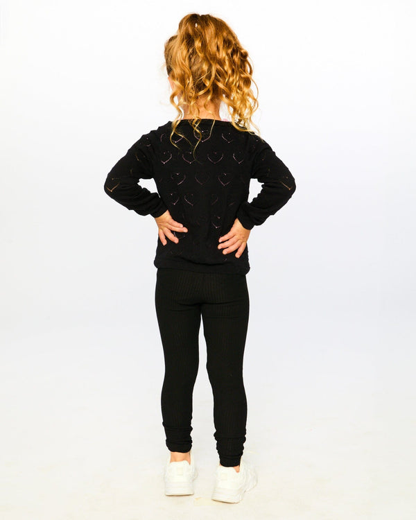 Pointelle Knit Cardigan Black - H30YGT30_09990