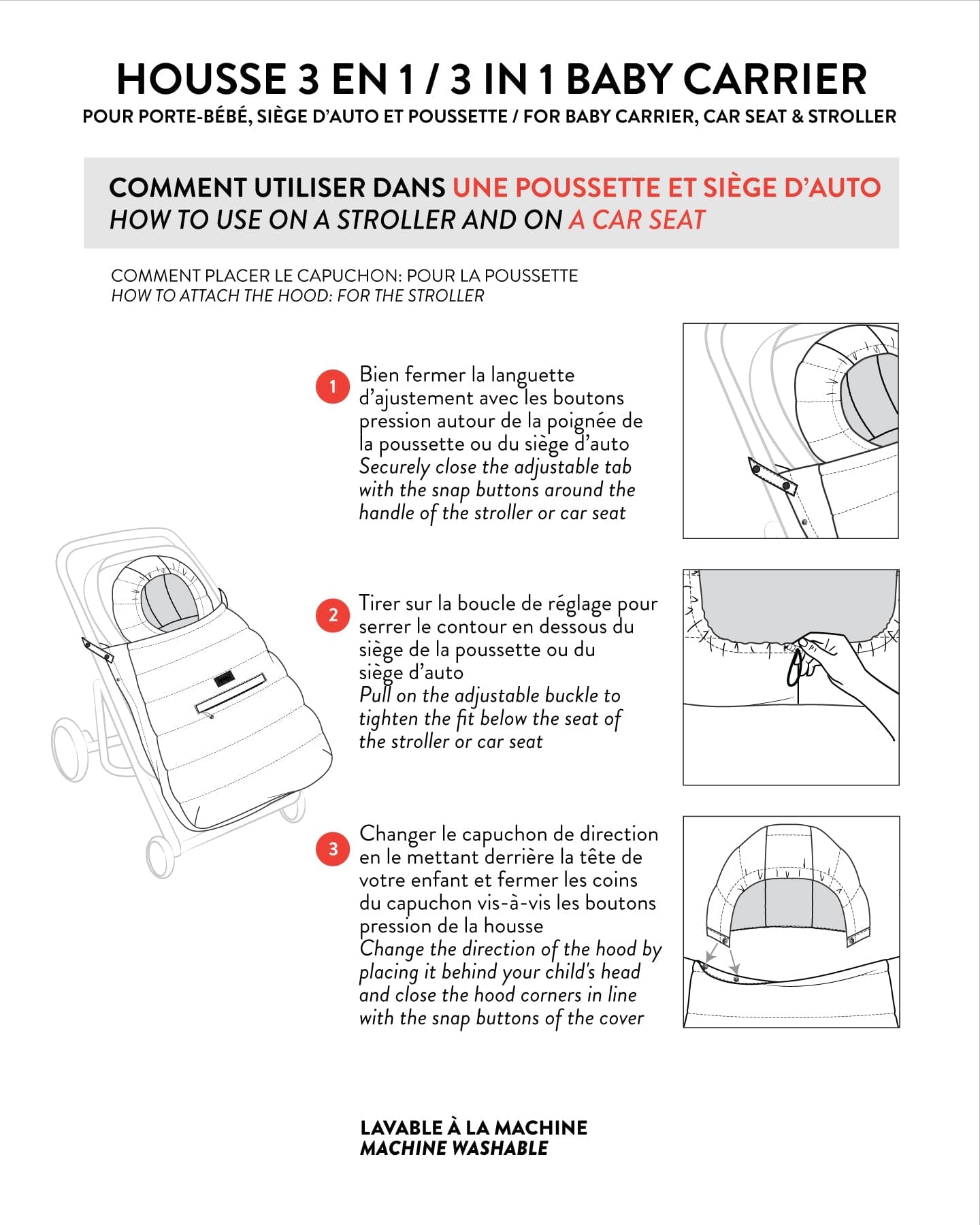 3-In-1 Multifunction Cover For Car Seat, Stroller, And Baby Carrier In Off-White - H10A403_165