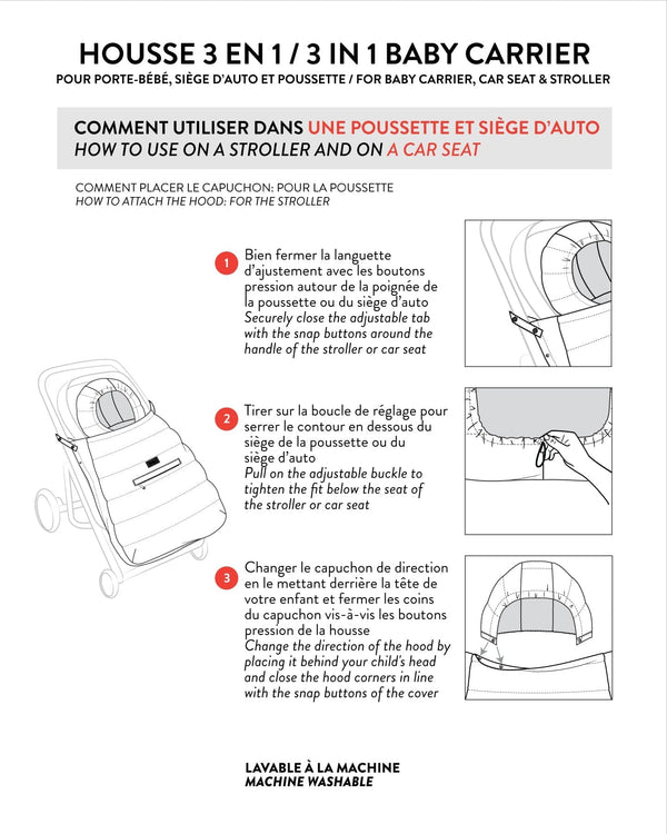 3-In-1 Multifunction Cover For Car Seat, Stroller, And Baby Carrier In Off-White - H10A403_165