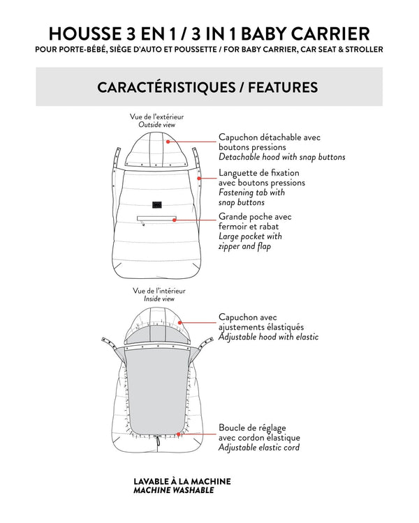 3-In-1 Multifunction Cover For Car Seat, Stroller, And Baby Carrier In Off-White - H10A403_165