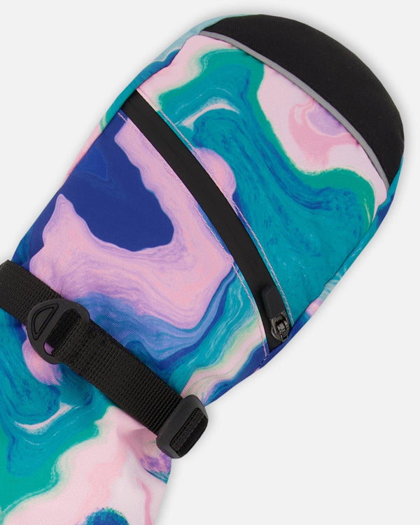 Mittens With String In Marbled Print Winter Accessories Deux par Deux 