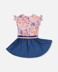 Printed And Chambray Bi-Material Dress Lavender - F30I90_043