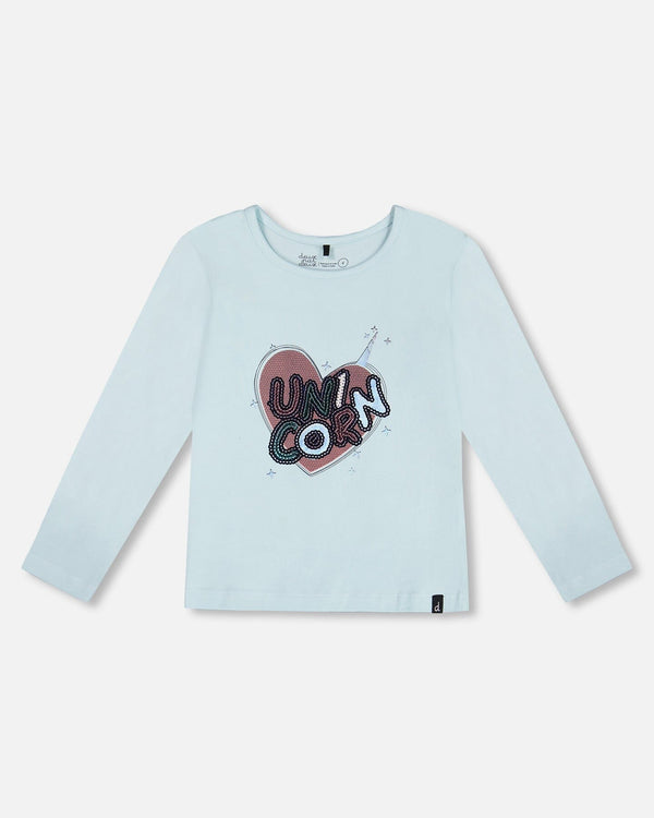 Organic Cotton T-Shirt With Print Light Blue - G20G70_580