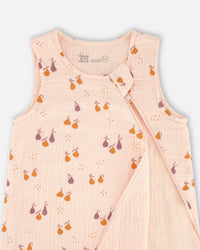 Printed Muslin Sleep Sack Peach With Pears - G30ASB_070