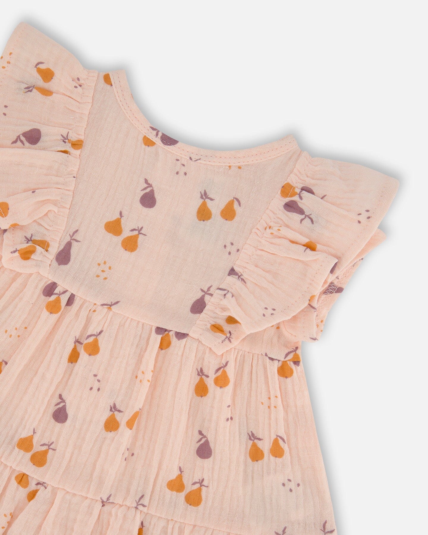 Printed Muslin Tunic And Organic Cotton Legging Set Peach With Pears And Purple - G30B10_070