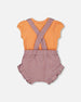 Printed Organic Cotton Onesie And Shortall Set Orange And Purple - G30B11_069