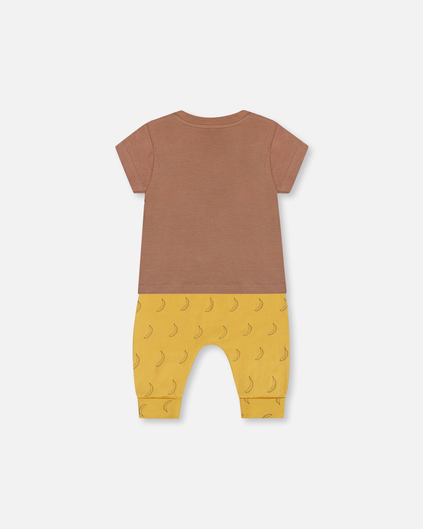 Printed Organic Cotton Top And Pant Set Yellow Bananas And Brown - G30C13_072