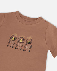 Printed Organic Cotton Top And Pant Set Yellow Bananas And Brown - G30C13_072