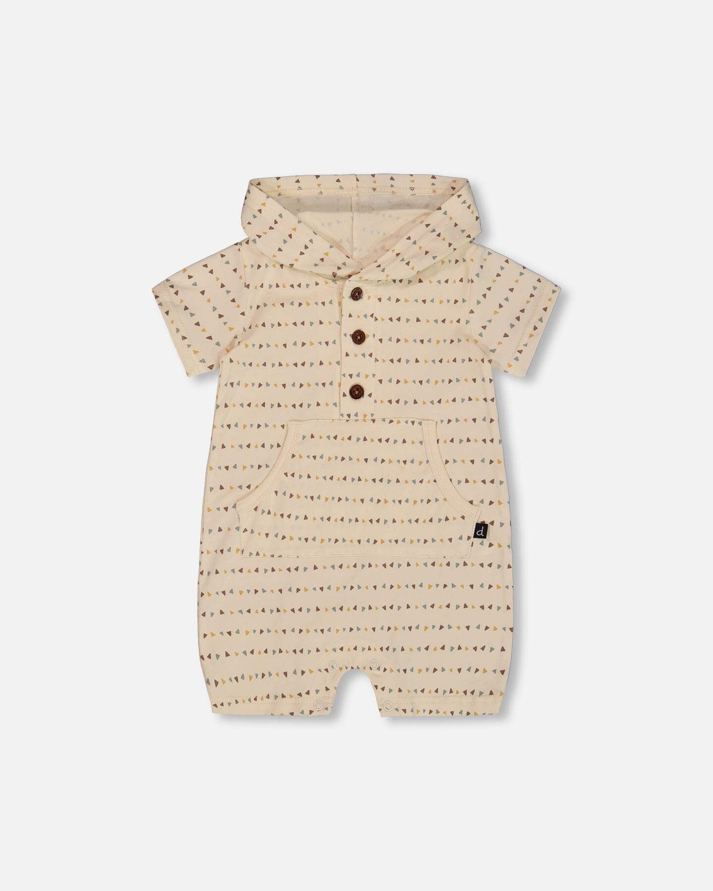 Printed Organic Cotton Hooded Romper Off-White - G30C41_073