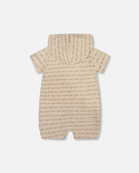 Printed Organic Cotton Hooded Romper Off-White - G30C41_073