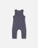 Printed Muslin One-Piece Jumpsuit Navy Blue Paper Boats - G30D41_065