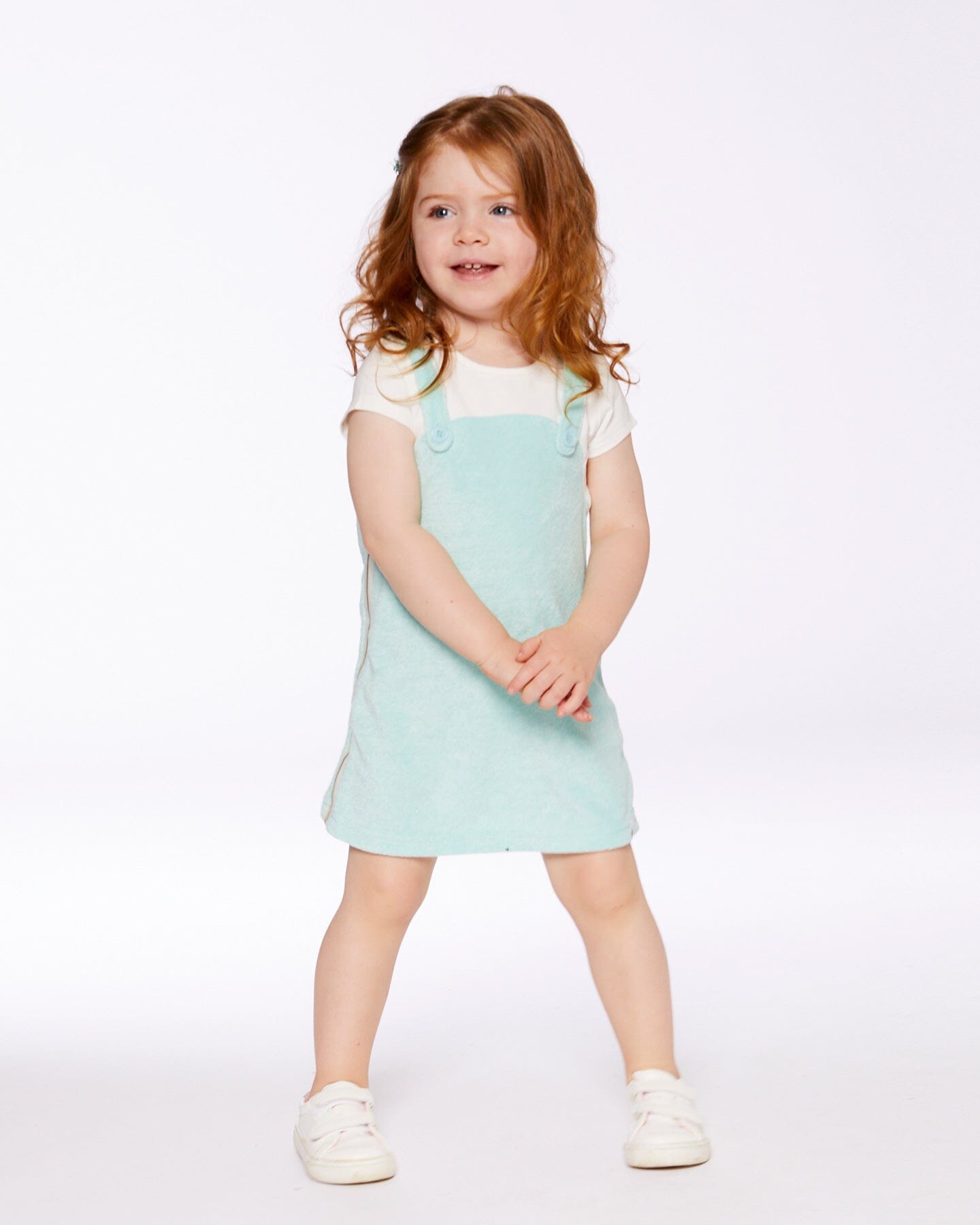Terry Cloth Dress Turquoise And Off-White - G30F89_424