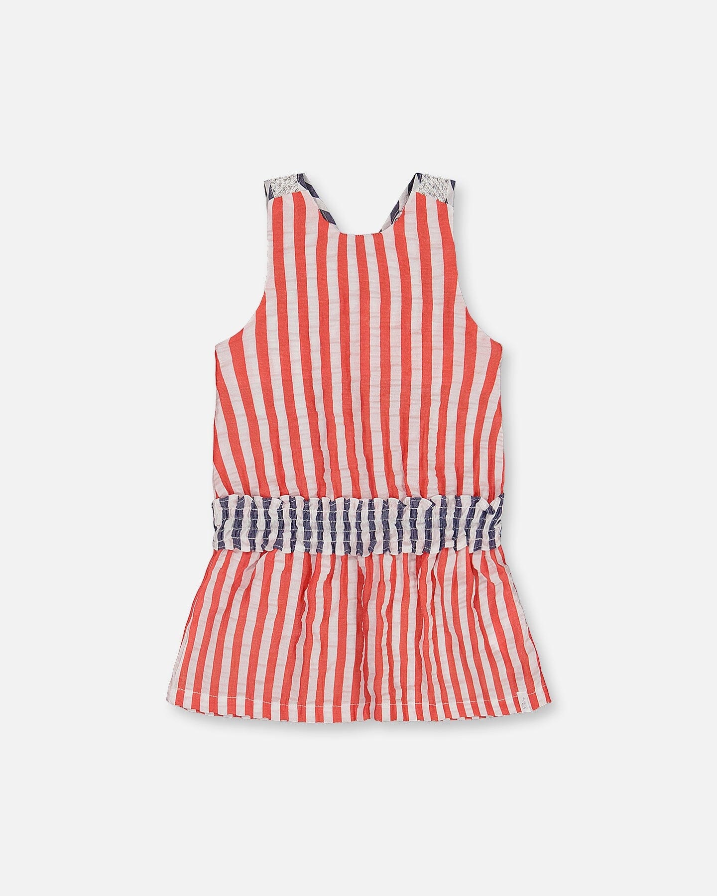 Sleeveless Seersucker Tunic Red, White, And Black - G30G76_829