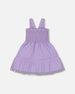 Smocked Organic Cotton Dress With Mesh Frill Lilac - G30H87_564