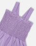 Smocked Organic Cotton Dress With Mesh Frill Lilac - G30H87_564
