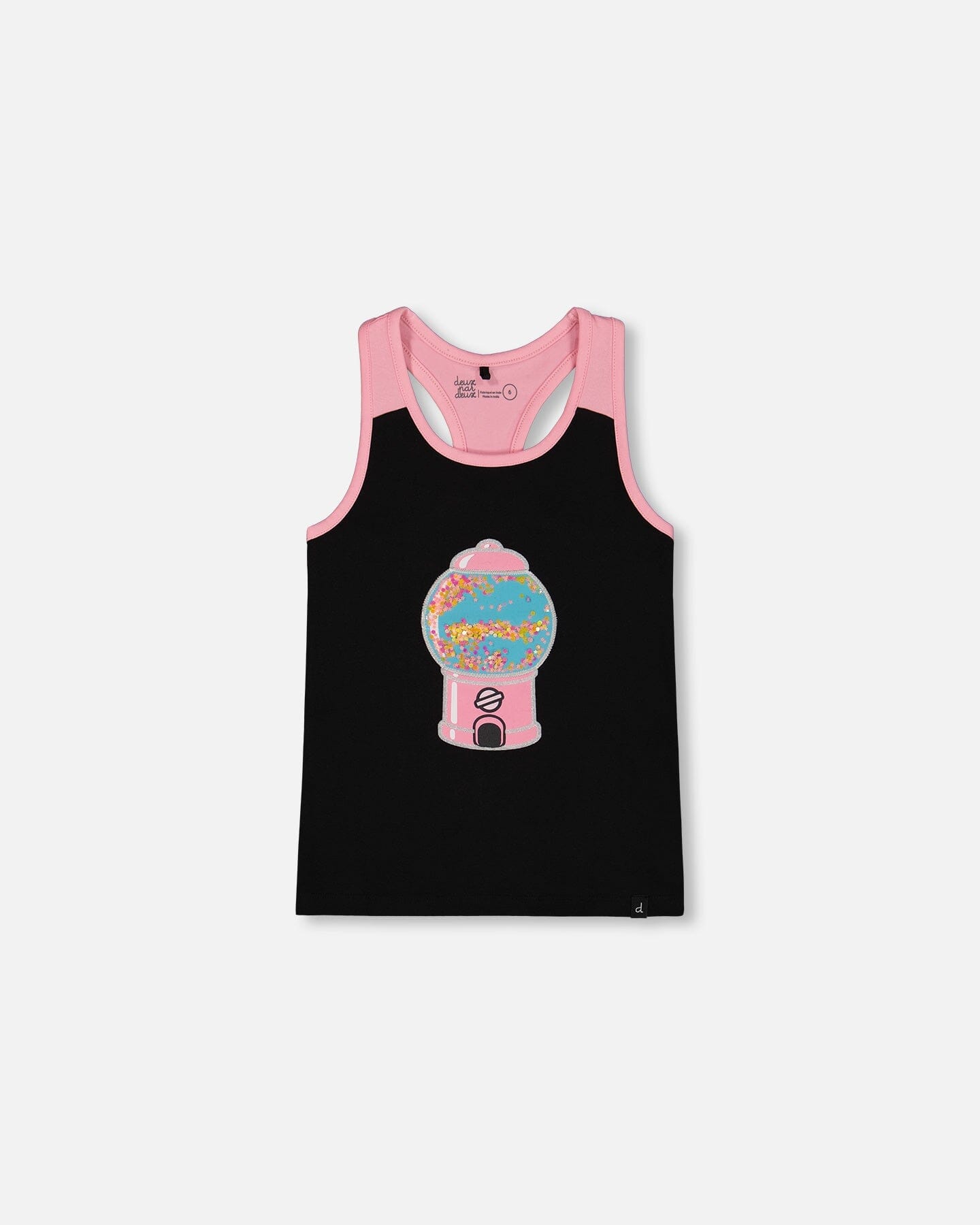 Organic Cotton Racerback Tank Top Black And Candy Machine - G30K70_999