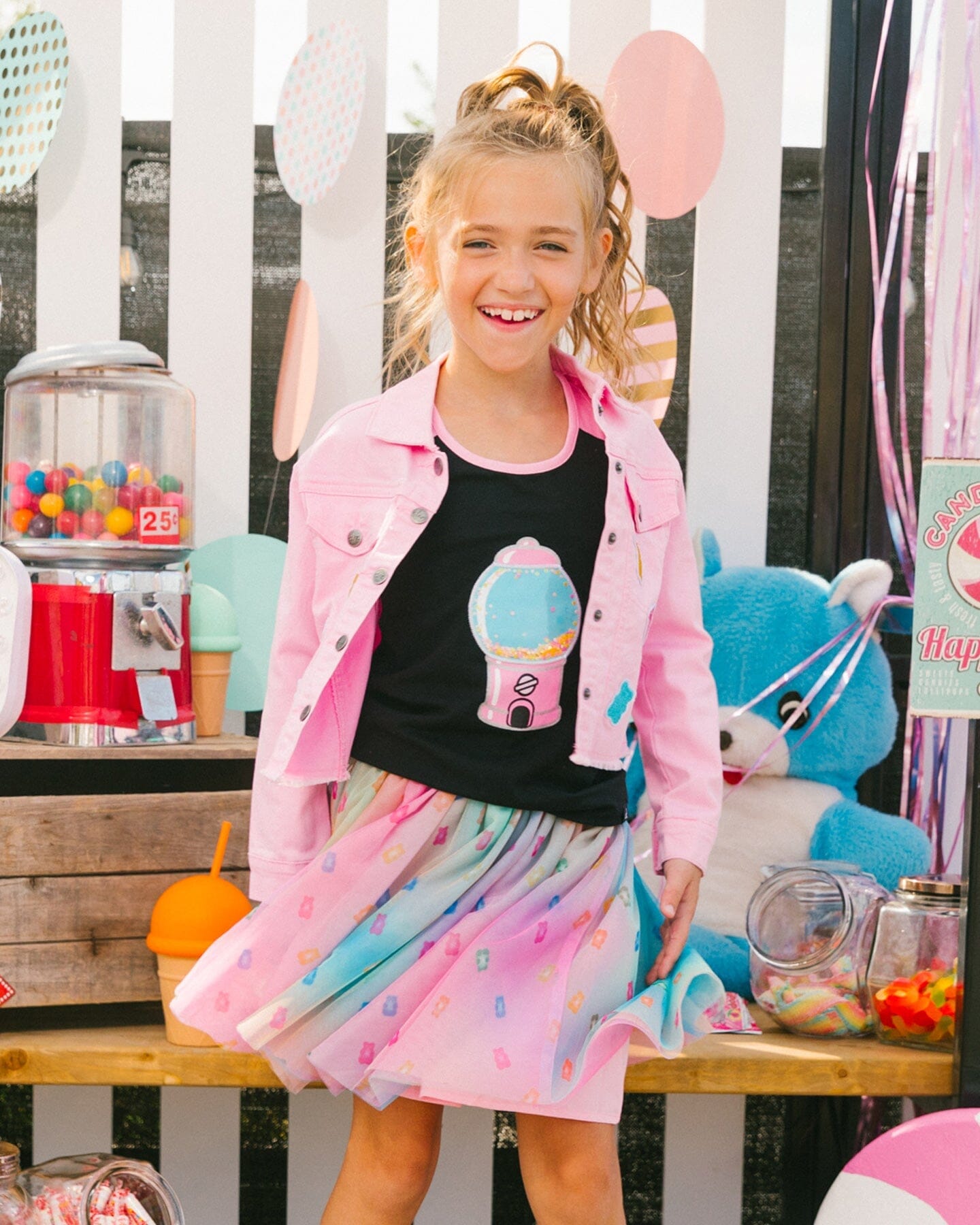 Organic Cotton Racerback Tank Top Black And Candy Machine - G30K70_999