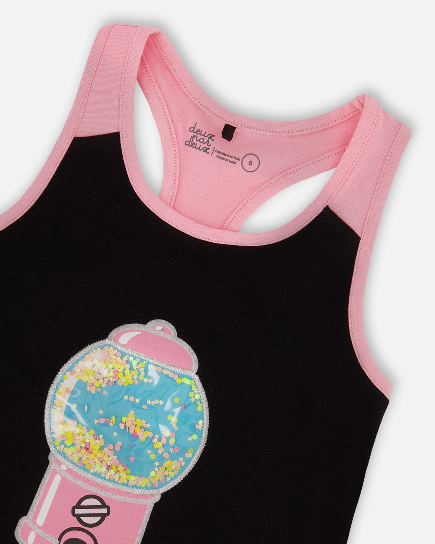 Organic Cotton Racerback Tank Top Black And Candy Machine - G30K70_999
