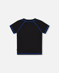 Short Sleeve Rashguard Black And Multicolored Crocodiles - G30NB10_001