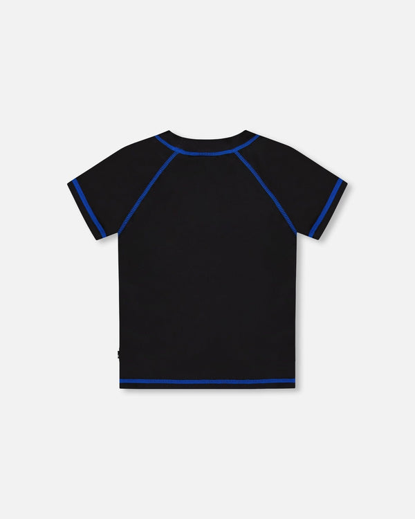 Short Sleeve Rashguard Black And Multicolored Crocodiles - G30NB10_001