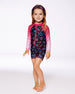 Printed Long Sleeve One-Piece Rashguard Black And Blue And Pink Items - G30NG41_051