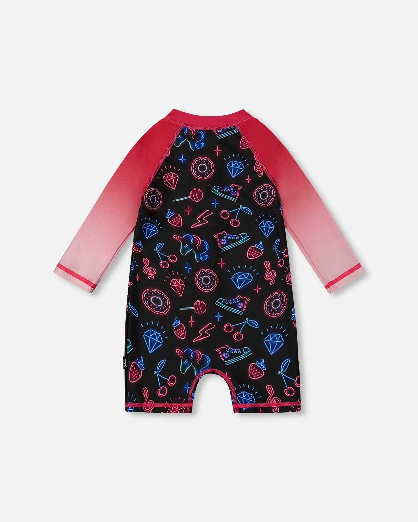Printed Long Sleeve One-Piece Rashguard Black And Blue And Pink Items - G30NG41_051