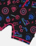 Printed Long Sleeve One-Piece Rashguard Black And Blue And Pink Items - G30NG41_051
