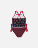 Printed Two-Piece Swimsuit Black And Blue And Pink Items - G30NG42_051