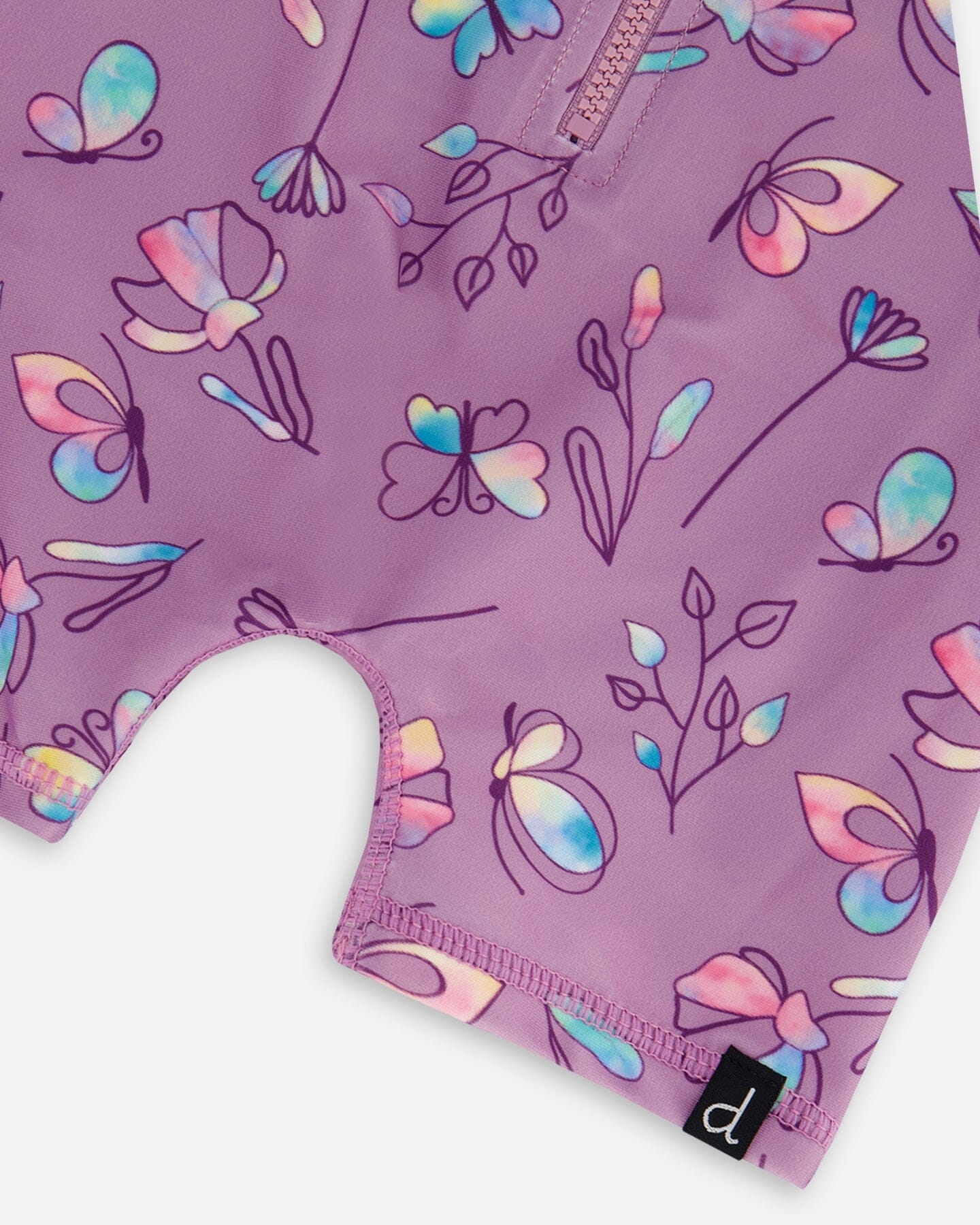 Printed Long Sleeve One-Piece Rashguard Old Mauve And Multicolored Butterflies - G30NG60_054