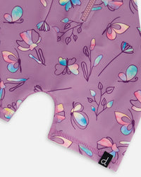 Printed Long Sleeve One-Piece Rashguard Old Mauve And Multicolored Butterflies - G30NG60_054