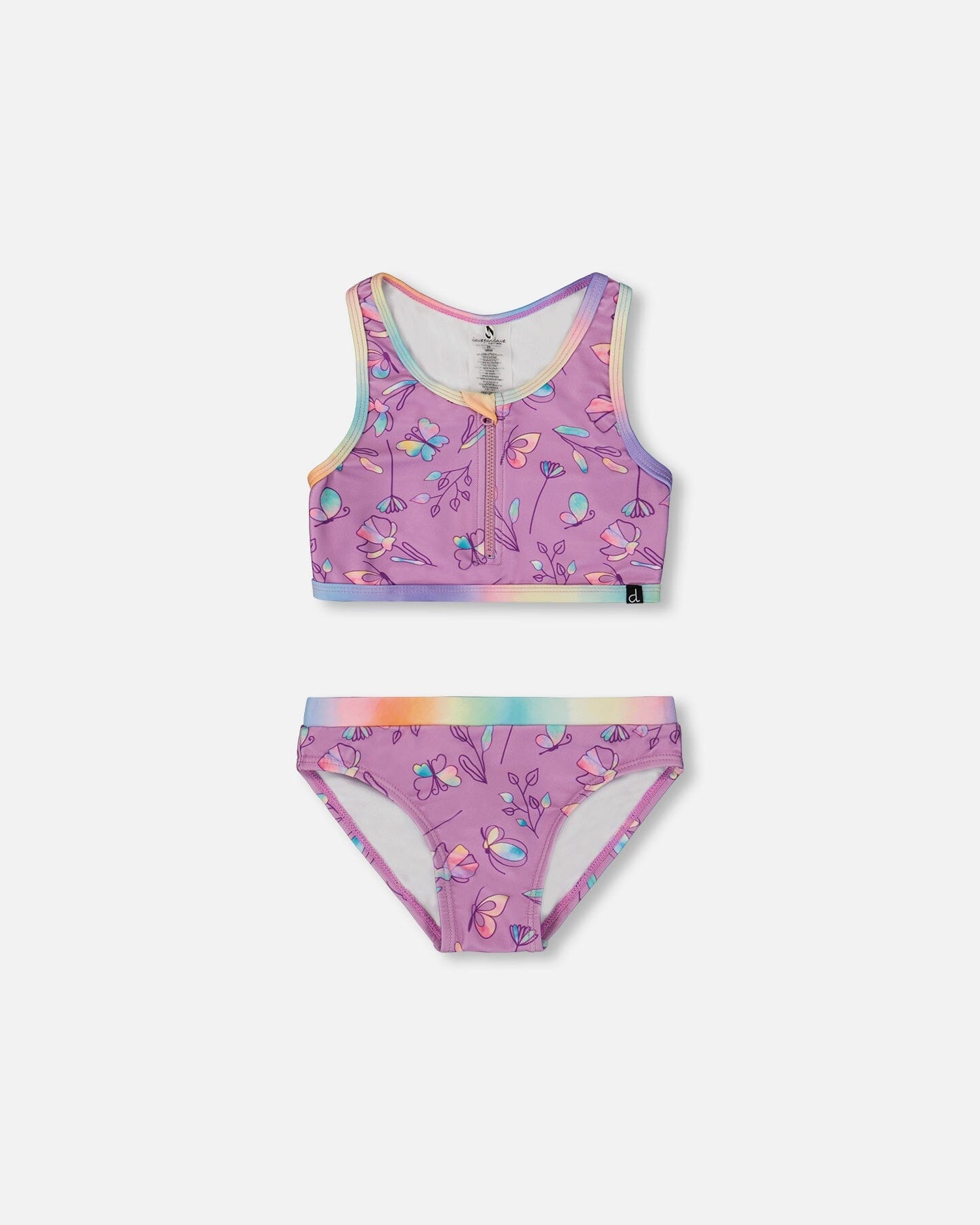 Printed Two-Piece Swimsuit Old Mauve And Multicolored Butterflies - G30NG62_054