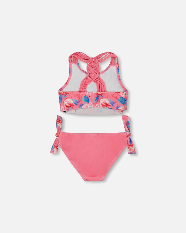 Printed Two-Piece Swimsuit Candy Pink And Pink Flamingo - G30NG72_056