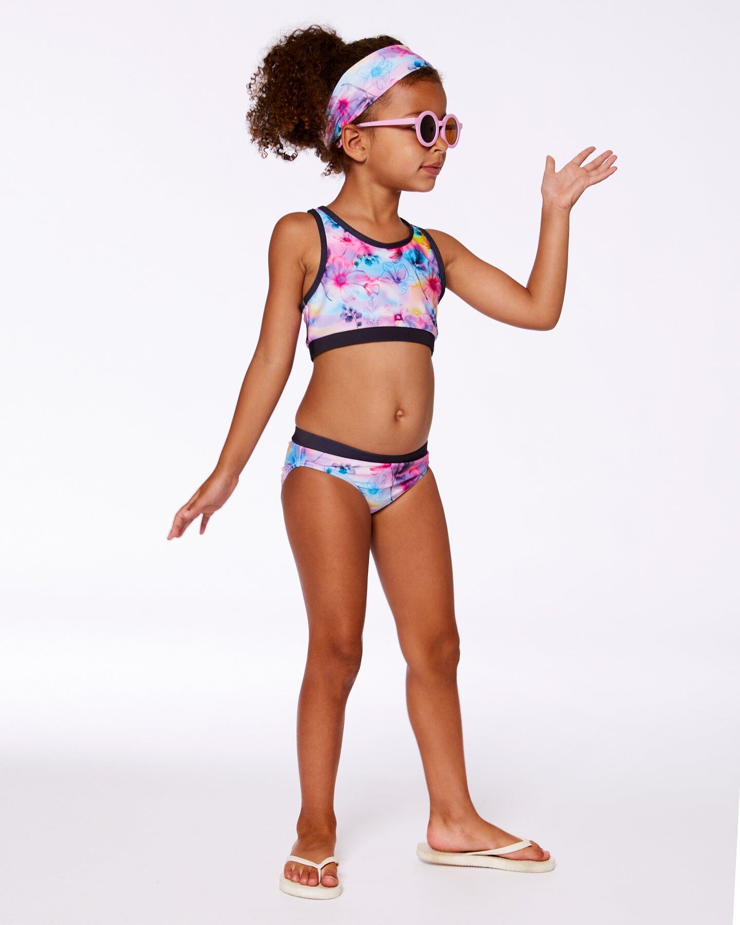 Printed Two-Piece Racerback Swimsuit Butterflies On Multicolored And Black Background - G30NG82_058