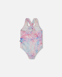 Printed One-Piece Swimsuit Pink Butterflies With Bubble Effects - G30NG91_000